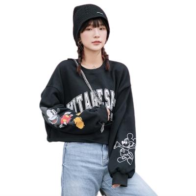 China Long Sleeve Pullover Women's Pullover Mickey Mouse Print Hot Girl Top Crop Wear Streetside Cotton Hoodies for sale