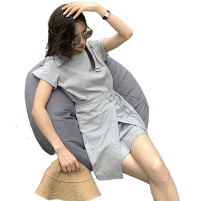 China New Women's Round Neck Double-layer Fashion Round Sleeve Dress Short Sleeve Dress Design Pure Cotton Comfort for sale