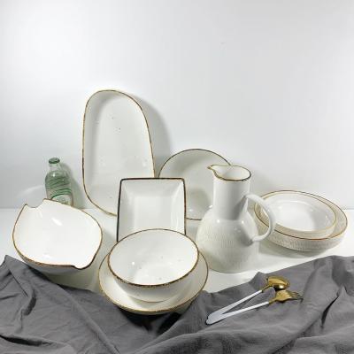 China Sustainable Cheap Restaurant Hotel Dinnerware Set Ceramic Dishes Dinnerware Tableware Sets Household Porcelain Dinner Set for sale