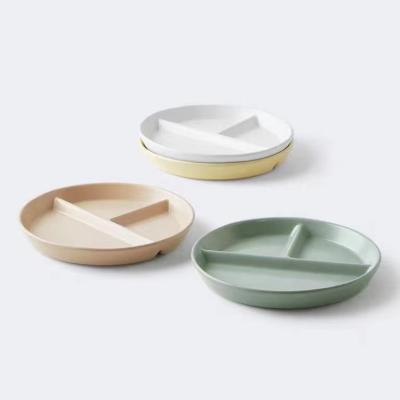 China 3 Compartment Separate Plate Breakfast Dish Sustainable Porcelain Food Packaging Colorful Ceramic Fruit Dish for sale