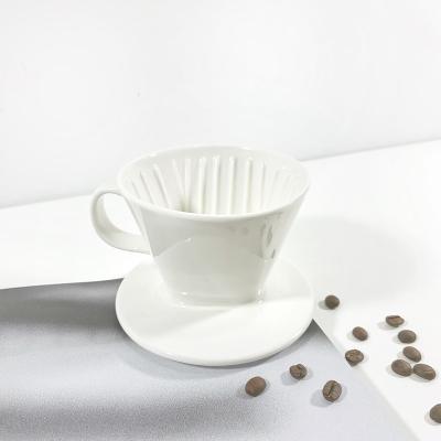 China New Design Coffee Spout Ceramic Porcelain Stocked Conical Handmade Coffee Filter Cup With Handle For Office Household for sale