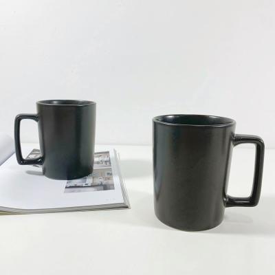 China Stocked Factory Stock Price Black Matte Mug 400ML Coffee Mug Cheap Ceramic Mug Milk For Household Office Gift for sale