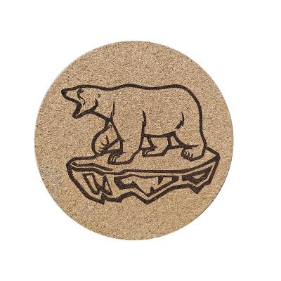 China High Quality Custom Design Metal Logo Stand Sustainable Cork Coaster Round Dark for sale