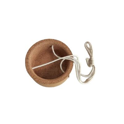 China Home Customized Advanced Natural Cork Plant Pot Wall Hanging Decor Flower Pot Eco-Friendly Planter With Rope for sale