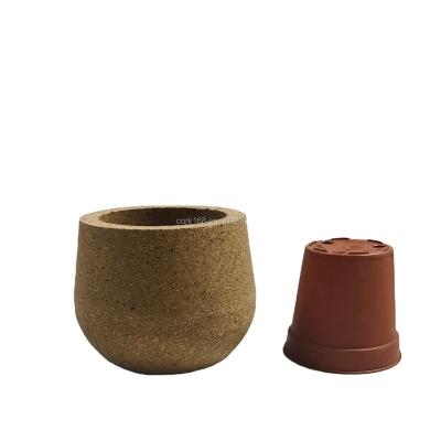 China Cork Pot Plant Planter Environmental Flowerpot Customized Nordic Embossing Natural Advanced Shaped Packaging for sale