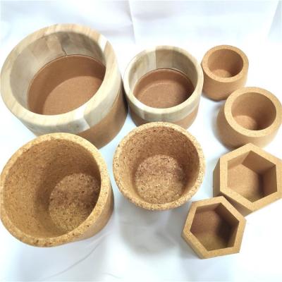 China Eco-friendly/Natural/Waterproof Surface/High Density Hot Selling Pot Set Cork Flowerpot Various Shape Flowerpot One Set Planter Pot Succulent Planter For Wholesale for sale