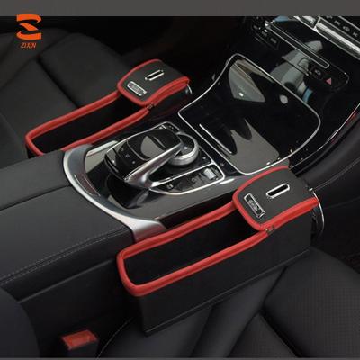 China Universal Waterproof Leather Coin Cup Holder PU Car Seat Console Side Pocket Organizer For Car for sale