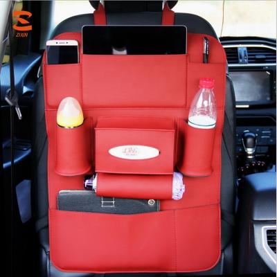 China Waterproof Dual Function Leather Rear Seat Organizers Car PU Interior Accessories Seats Kick Mat for sale