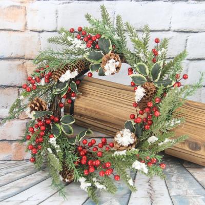 China Wholesale Home Wedding Rose Pip Berry Garland Christmas Greenery Wreath Artificial Flowers Decoration for sale