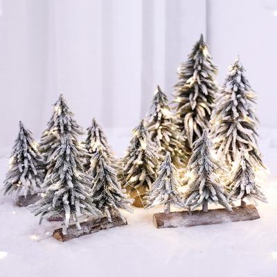 China Home Decoration Resin Snow Falling Christmas Lights Tree With Light Ornaments for sale