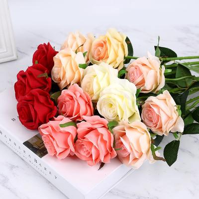 China Home / Wedding Decoration ODM & OEM Artificial Flower Rose Wedding Silk Artificial Flowers Cheap Decoration Ties Bouquet Importers For Home Decor for sale