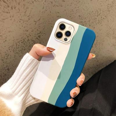 China Original Anti-fall Rainbow Silicone Cell Phone Case LOGO Back Cover For iPhone 12 mini 7 8 plus 12 pro max for sale