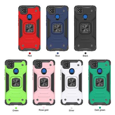 China Anti-drop For Redmi 9C Phone Cover Military Armor Shockproof TPU PC Phone Case With Ring Magnetic Kickstand for sale