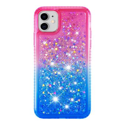 China Anti-fall Luxury Glitter Bling TPU Liquid Phone Case For iPhone 11 12 pro Max Quicksand Back Cover For Girl for sale