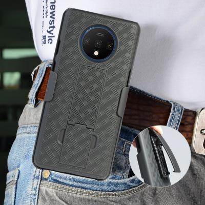 China Anti-drop for OnePlus 7t with kickstand Dual Layer Hard Plastic Holster Combo Phone Case for sale