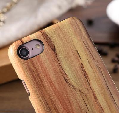 China Anti-fall PC+PU Real Leather Solid Wood Phone Case For iPhone 7 And 8 for sale