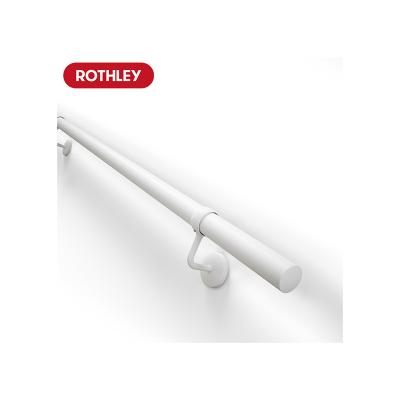 China Rust-Resistance Plugs Fixed Stair Railing Matt White Wall Mounted Steel Tube Railing Handrail Kit for sale