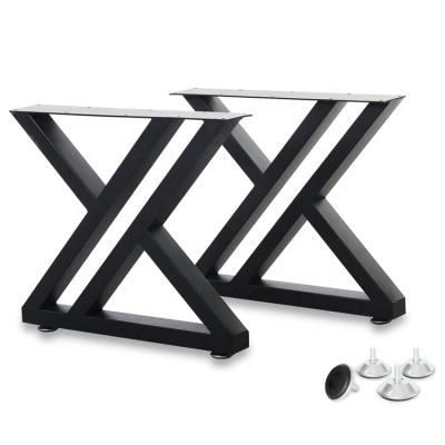 China EUROPEAN Industrial Wrought Iron Furniture Steel Tea Table Frames Cafe Dining Black Metal Bench Modern Dining Trapeze Table Legs for sale