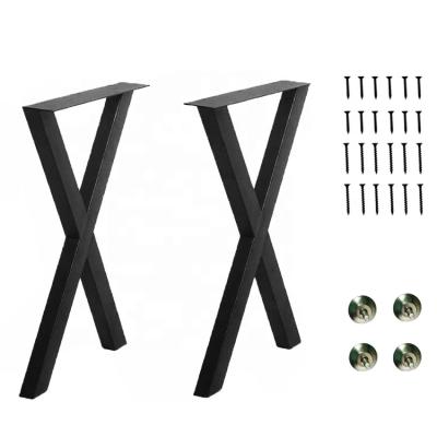 China DIY Craft Making Furniture EUROPEAN Legs Set Cast Welding Dining Computer Desks X Shape Square Heavy Duty Metal Table Legs for sale