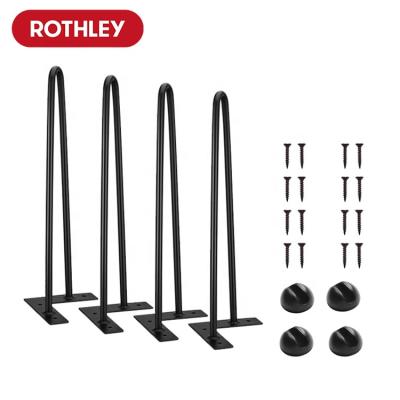 China EUROPEAN ROTHLEY Matt Black Hairpin Steel Legs for 2 Rod Coffee Sofa Furniture Table Legs for sale