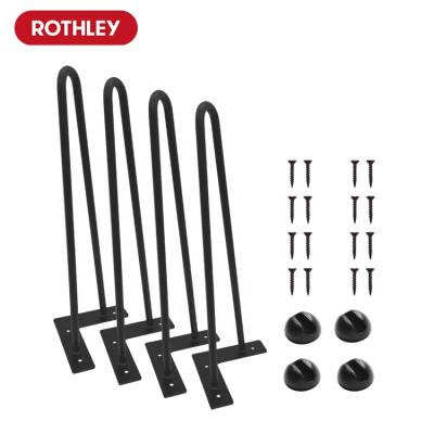 China EUROPEAN ROTHLEY Dining Table Set Furniture Steel Bracket Matt Black Hairpin Legs For for sale