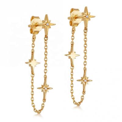 China CLASSIC hot sale women new fashion 925 sterling silver starburst chain earrings for sale