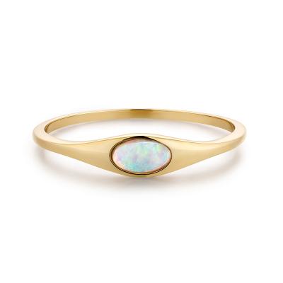 China Milskye FASHIONABLE New Fashion 925 Sterling Silver Jewelry 18k Gold Plated Skinny Oval Opal Ring for sale