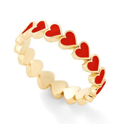 China TRENDY Gift For Girlfriend S925 Silver Plated With 18K Gold Heart Stack Enamel Ring for sale