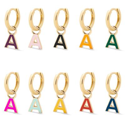 China Romantic Milskye 925 Sterling Silver 18K Gold Plated Letter Multicolor Enamel Dangle Earrings for sale