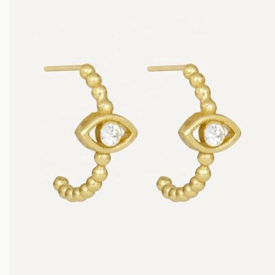 China FASHIONABLE Milskye South Korea New Real Silver Earrings Jewelry 18k Gold Plated Eye Hoop Earrings for sale