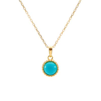 China Vintage Milskye Fashion Large Gemstone Necklaces Yellow Gold Plated Turquoise Pendant Necklace for sale