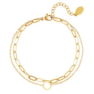 China Milskye Romantic Hot Sale Double Layer Vintage 18K Gold Plated Chain Bracelets Bangle for sale