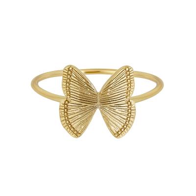 China Best Selling Real Milskye Silver Plated 925 14k Gold Jewelry Butterfly Stack TRENDY Ring for sale