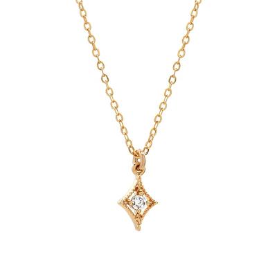 China Best Selling TRENDY 18k Gold Plated Textured Diamond 925 Sterling Silver CZ Glitter Necklace for sale