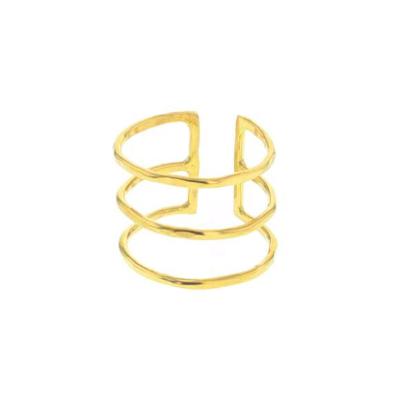 China TRENDY Milskye Personalized Party Custom Jewelry 925 Sterling Silver Plated Triple Ring Yellow Gold for sale