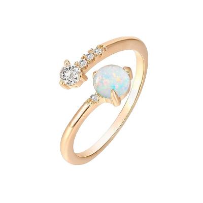 China Milskye TRENDY All Match Hot Selling 18k Real Gold Plated Silver Jewelry 925 Opal And Zirconia Ring for sale