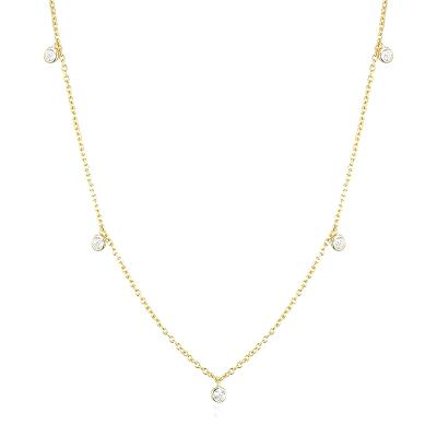 China Romantic Classic 925 Sterling Silver Fashion Necklace For Women High Polish 14K Gold Vermeil Diamonds Station Necklace for sale