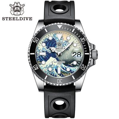 China NH35 Water Resistant Ceramic Automatic Date SD1953J Mens Black Bezel 41mm Steeldive 20ATM Dive Watch Reloj for sale