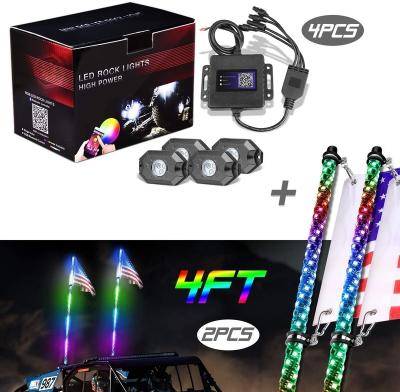 China 5050LED+Plastic Spiral Whip Light Aad Rock Light Set Super LED Whip Light Dancing LED Rock Light For ATV/UTV/Off-Road Vehicles Led Buggy Whip for sale