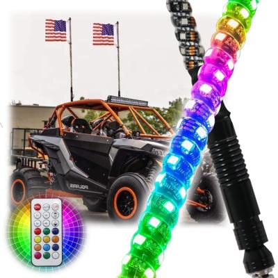 China 5050 4FT Whip Light Quick Release Base With Spring Base Led Whip Light Remote Control And App Control Dance Led Antenna UTV ATV RZR for sale