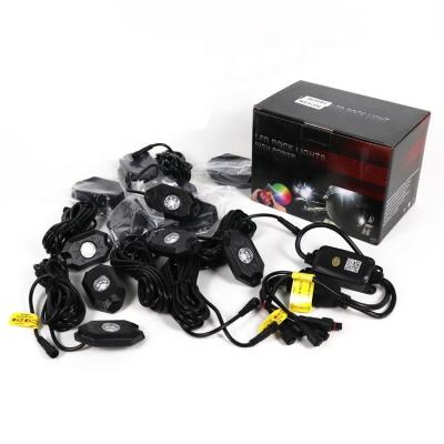 China 2 Inch LED Rock Light Under Car Boat RGB Function By Phone App Smart Interior LED Lights 4/6/8/12 Pods for sale