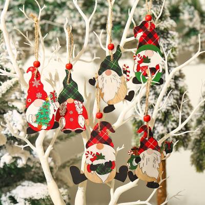 China Eco - Friendly Christmas Products Painted Old Man Wooden Christmas Tree Decoration Pendant Ornaments for sale