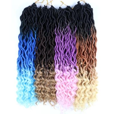 China 18 Inch Water Wave For Passion Twist Hair Crochet Hair Extensions With Curl Ends Wavy Faux Locs Hair Synthetic Braiding Goddess Locs Wavy Goddess Locs for sale