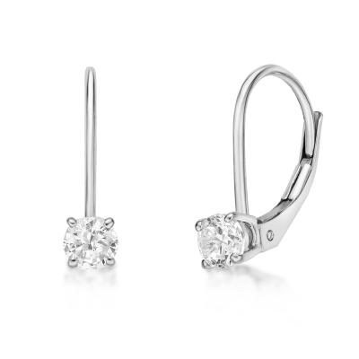 China Vintage 1/2 Carat Women's Lab Grown Diamond Dangle Earrings With Back Lever Earrings 14K White Gold for sale