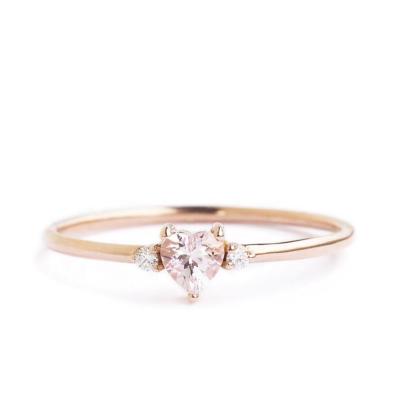 China Natural Morganite Ring 14K/18K Rose Yellow Gold Jewelry Valentines Heart Morganite Engagement Ring Romantic Gifts for Lover for sale