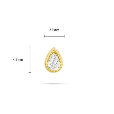 China Real Diamond Ear Piercing Pear Shape Piercing Delicacy Solid 14K Yellow Gold FASHION Customized Piercing Jewelry for sale