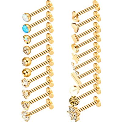 China Gold Piercing Jewelry 14K Solid Gold Multi-Jeweled Clicker 16G For Cartilage, Helix, Daith, Septum 14K White Gold Solid Diamonds Clicker for sale