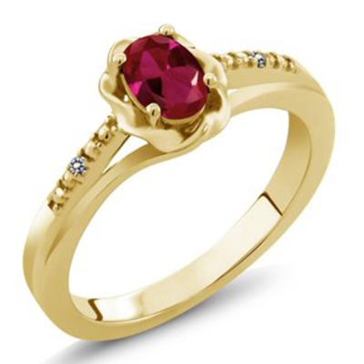 China Diamond Jewelry CLASSIC Tasty 14K Yellow Gold Plated Metallic Lab Ruby Stone Ring Women's Jewelry for sale