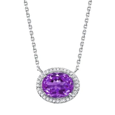 China Natural Amethyst Necklace Pendant 14K/18K Vintage Chain 925 Silver Classic Wedding Gold Trendy Diamond Necklace Tiny For Women for sale