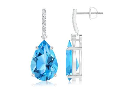 China Fashionable 925 Topaz Silver Sky Blue Topaz Drop Earring Women Jewelry for sale